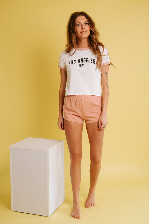 LA Ringer Tee- Rose