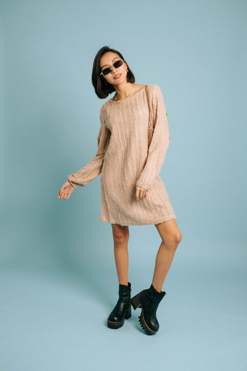 Snow Drop Sweater Dress// Taupe