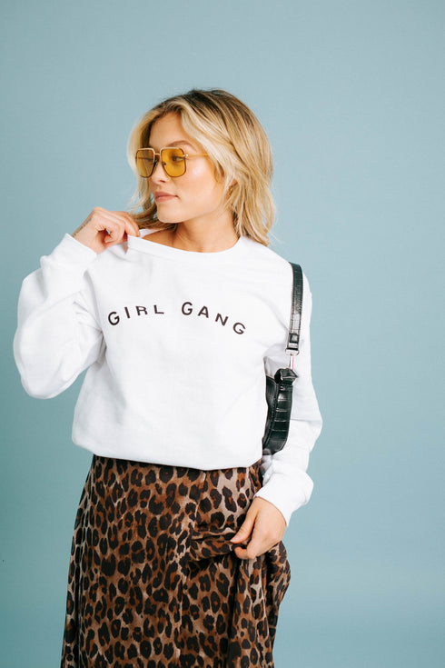 Girl Gang Pullover// White