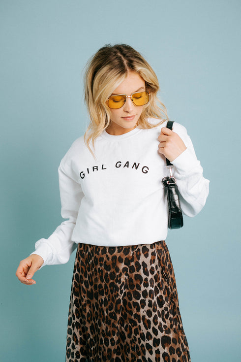 Girl Gang Pullover// White