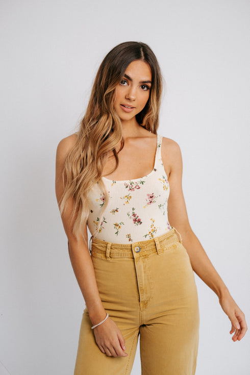 Maisie Floral Bodysuit- Cream