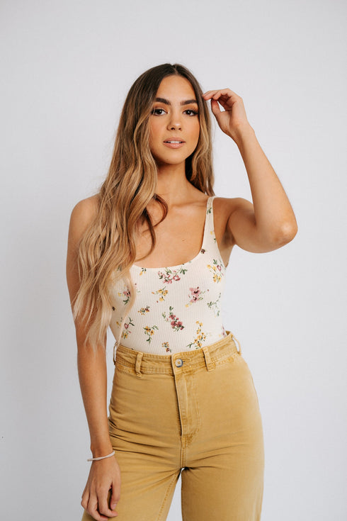 Maisie Floral Bodysuit- Cream