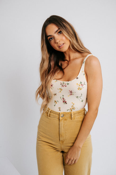 Maisie Floral Bodysuit- Cream