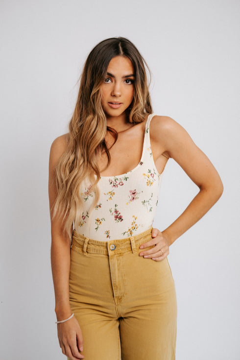 Maisie Floral Bodysuit- Cream