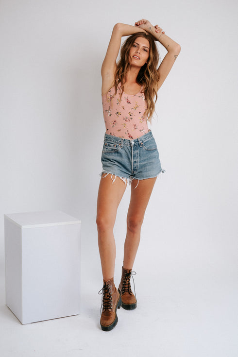 Maisie Floral Bodysuit- Pink