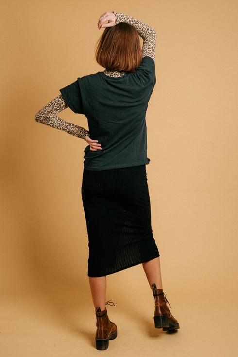 Shine Bright Ribbed Skirt// Black