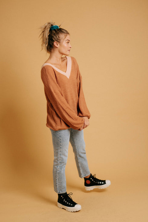 October Feels Waffle Knit Top