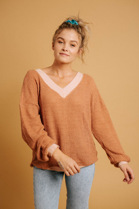 October Feels Waffle Knit Top