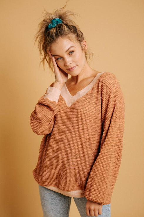October Feels Waffle Knit Top