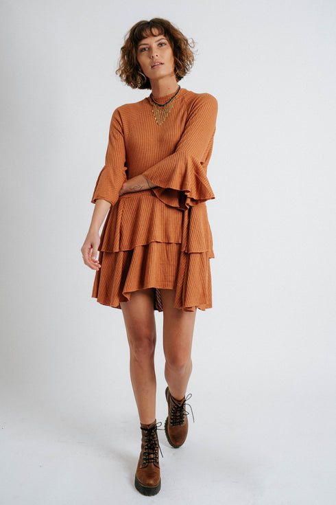 Sweet Sunday Ribbed Dress //Chai