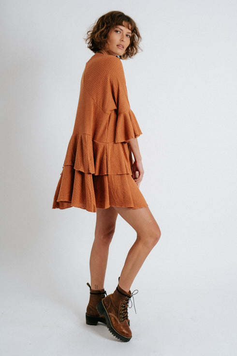 Sweet Sunday Ribbed Dress //Chai