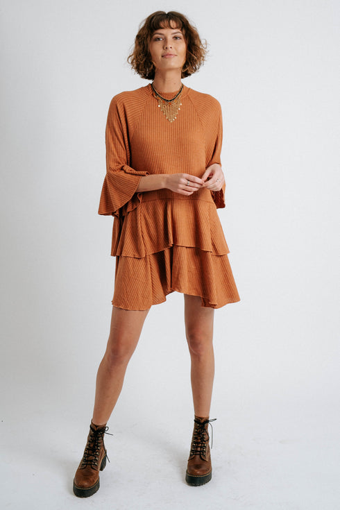 Sweet Sunday Ribbed Dress //Chai
