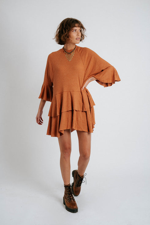 Sweet Sunday Ribbed Dress //Chai