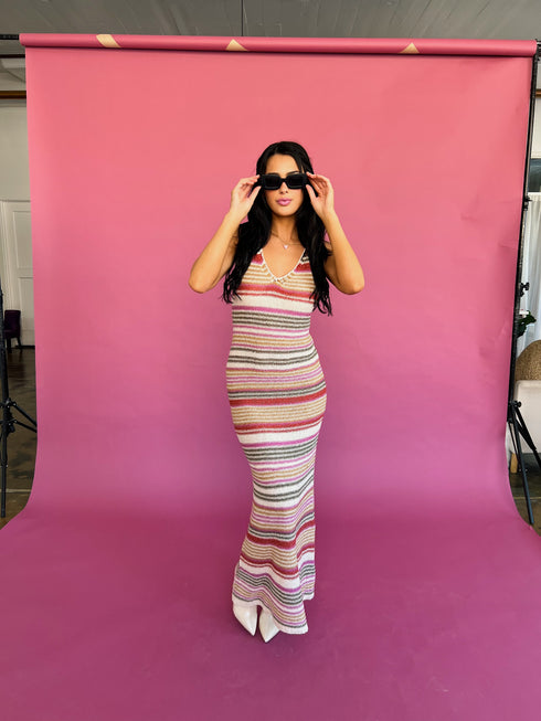 Beach & Disco Knit Dress // Pink Multi