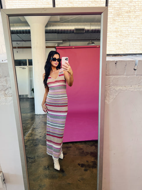 Beach & Disco Knit Dress // Pink Multi