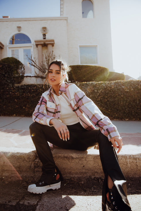 On The Verge Plaid Jacket// Pink *RESTOCKED*