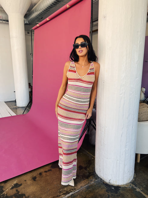 Beach & Disco Knit Dress // Pink Multi