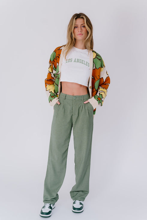 Flower Power Cardigan// Green