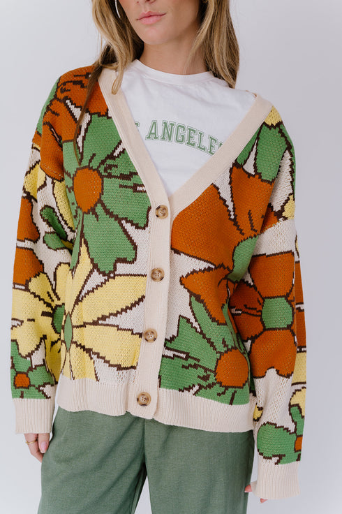 Flower Power Cardigan// Green