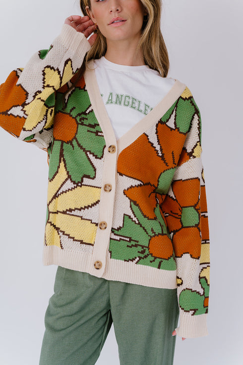 Flower Power Cardigan// Green