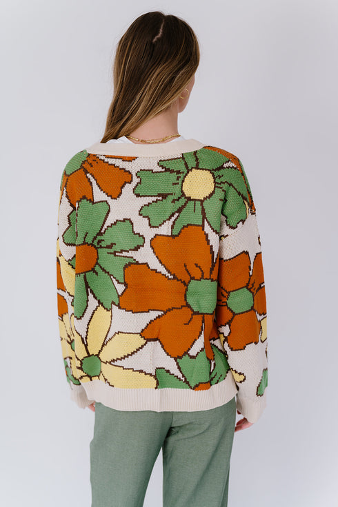 Flower Power Cardigan// Green