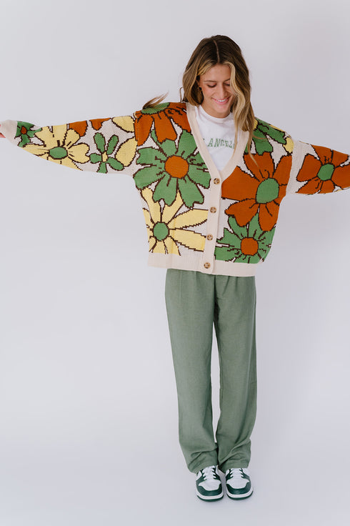 Flower Power Cardigan// Green