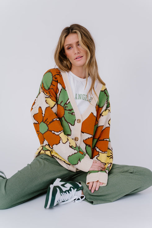 Flower Power Cardigan// Green