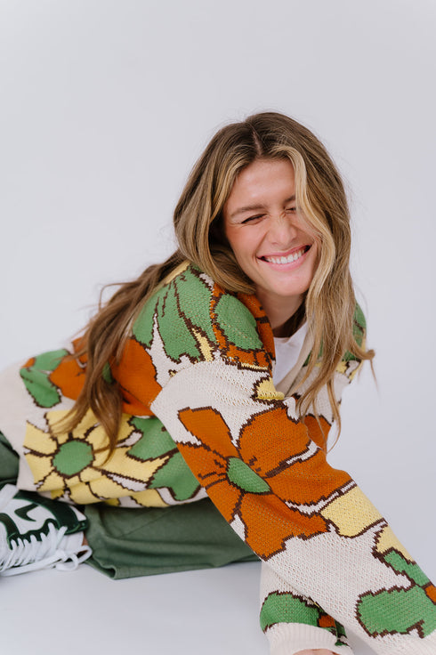 Flower Power Cardigan// Green