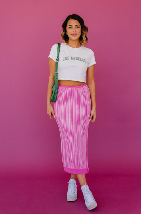 Summer Fling Knit Skirt// Pink