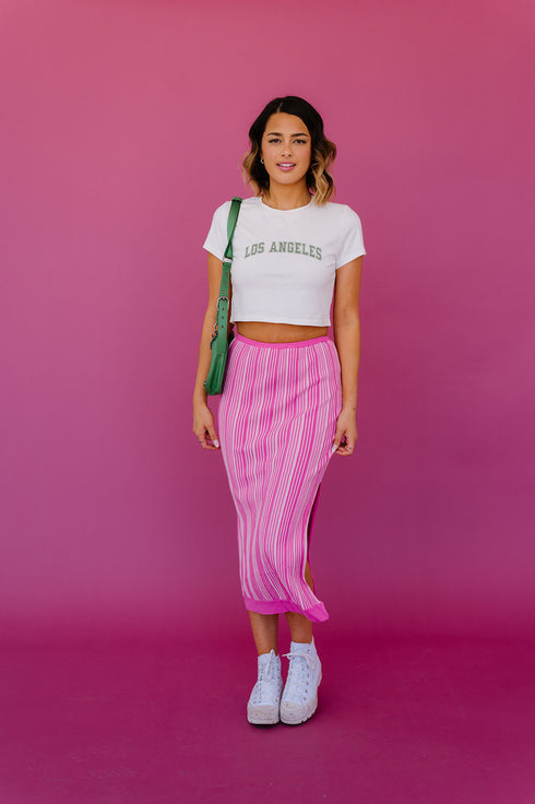 Summer Fling Knit Skirt// Pink