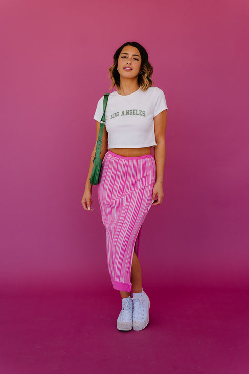 Summer Fling Knit Skirt// Pink