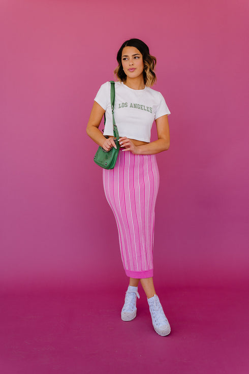 Summer Fling Knit Skirt// Pink