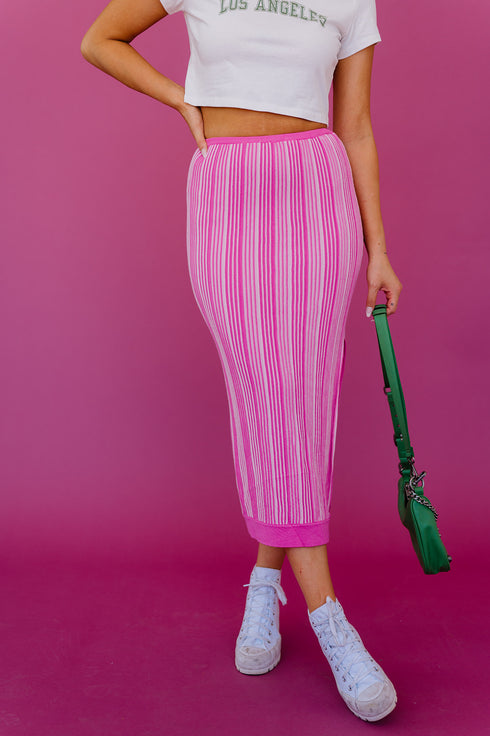 Summer Fling Knit Skirt// Pink