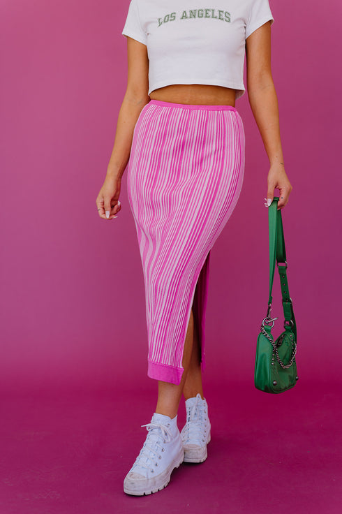 Summer Fling Knit Skirt// Pink