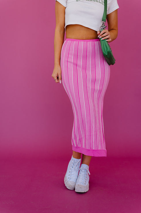 Summer Fling Knit Skirt// Pink