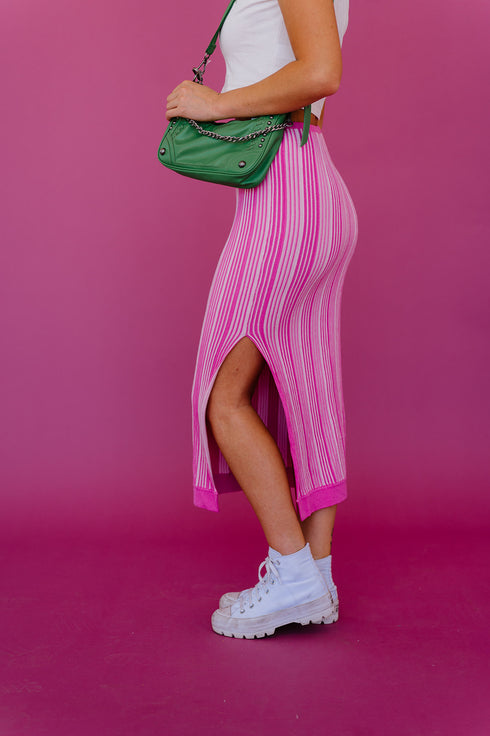 Summer Fling Knit Skirt// Pink