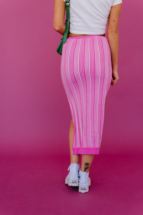 Summer Fling Knit Skirt// Pink