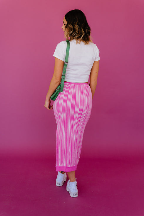 Summer Fling Knit Skirt// Pink