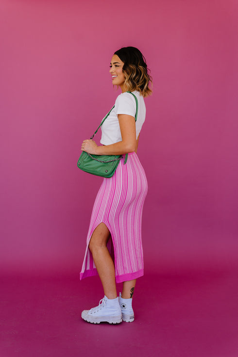 Summer Fling Knit Skirt// Pink