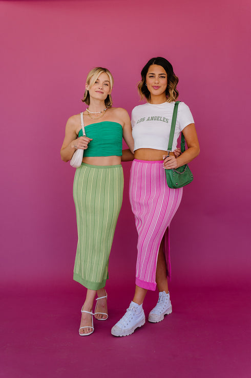 Summer Fling Knit Skirt// Pink