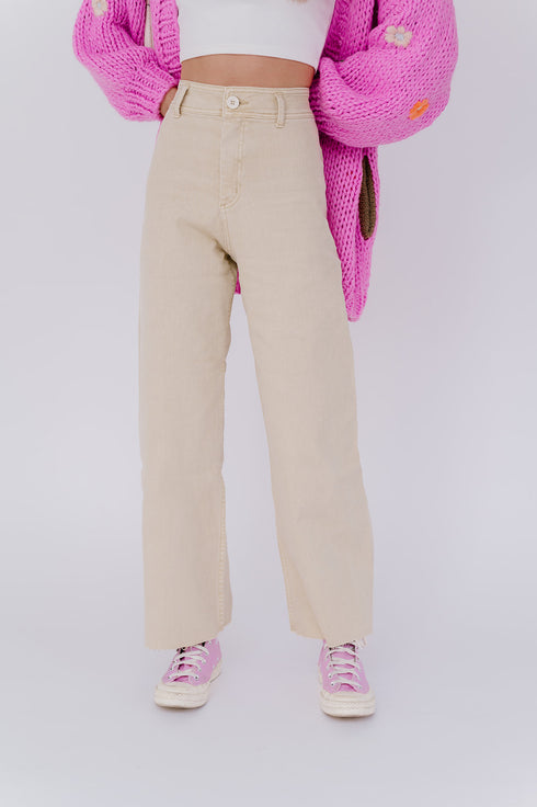 Spring Fling Denim Pant// Cream *RESTOCKED*