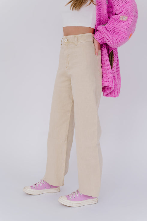 Spring Fling Denim Pant// Cream *RESTOCKED*