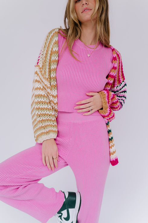 Flower Market Ribbed Pant // Pink
