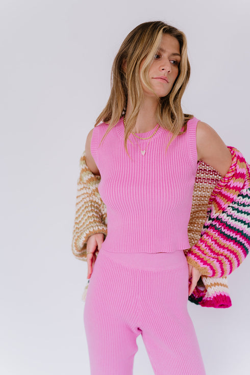 Flower Market Ribbed Pant // Pink