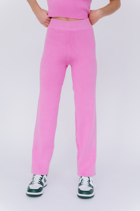 Flower Market Ribbed Pant // Pink