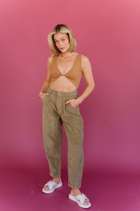 Twist & Shout Ribbed Brami// Caramel