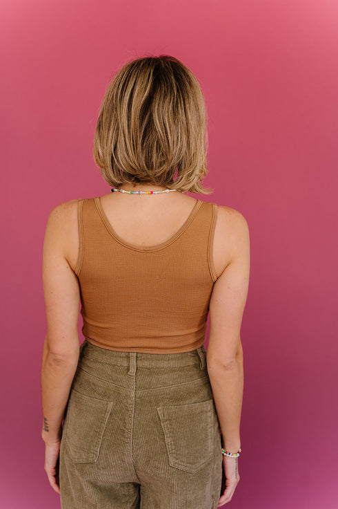 Twist & Shout Ribbed Brami// Caramel