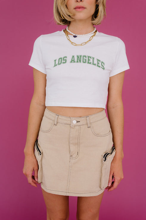 Downtown Girl Cargo Skirt// Tan