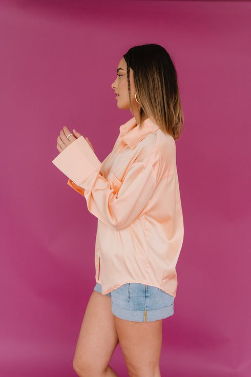 Satin Summer Top// Peach
