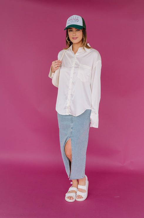 Satin Summer Top// Pearl